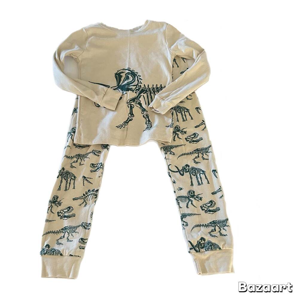 Member’s Mark Dinosaur Skeleton Long Sleeve Pajama Set 6 Tan Green